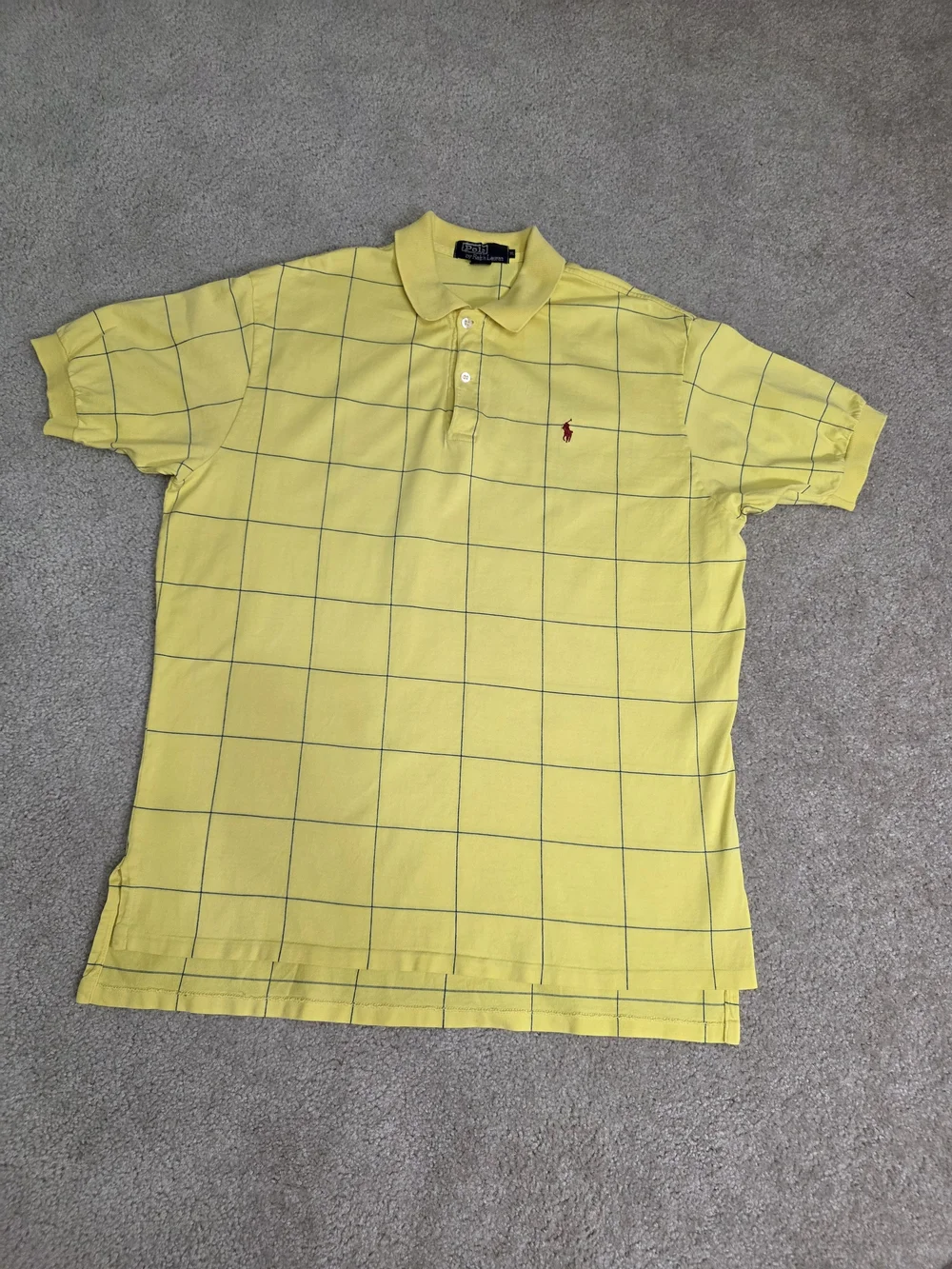 Polo by Ralph Lauren Yellow Windowpane Short-Sleeve Polo XL
